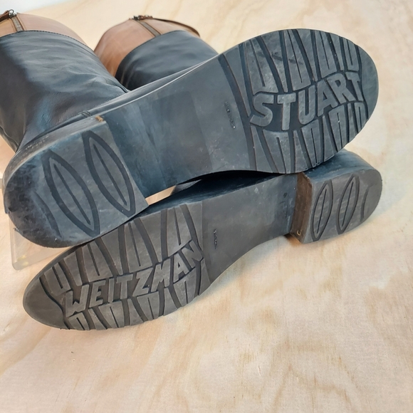 Stuart Weitzman 2-Tone Leather Riding Boots, Sz 8 - Picture 8 of 10